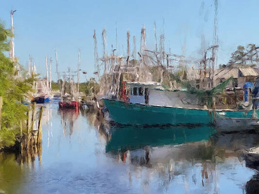 Louisiana Wall Art featuring the painting Shrimpers In The Bayou by Gary Arnold