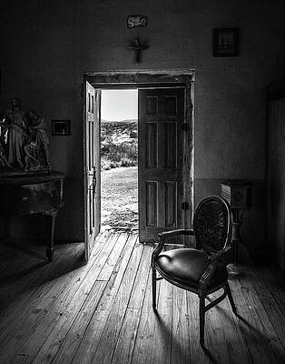 Church Photograph - Shut The Front Door - Monochrome by KC Hulsman
