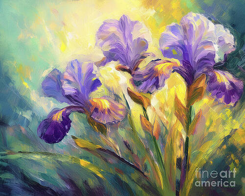 Beautiful Wall Art featuring the ai art Siberian Iris Bud by Macro Abundance