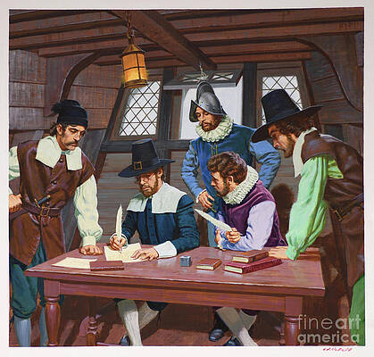 Signing Of Mayflower Compact Print