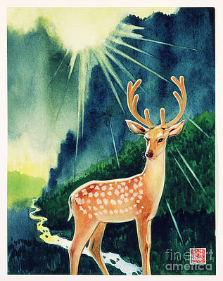 Sika Deer In Velvet Print