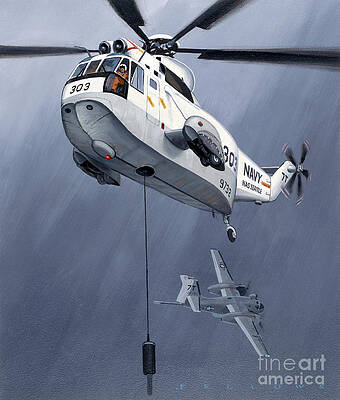 Airplane Wall Art featuring the painting Sikorsky S-61 HH-3E by Jack Fellows