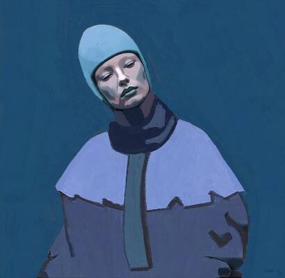 Peaceful Figure in Blue Wall Art