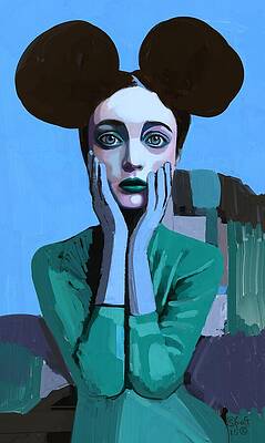 Woman in Blue with Large Buns Wall Art