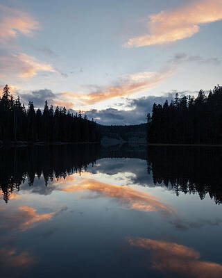 California Wall Art featuring the photograph Silver Lake Sunset Symmetry - Lassen County California by Mike Lee