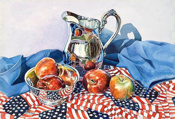 Watercolour Wall Art featuring the painting Silver Pitcher 2 by Grant Nixon