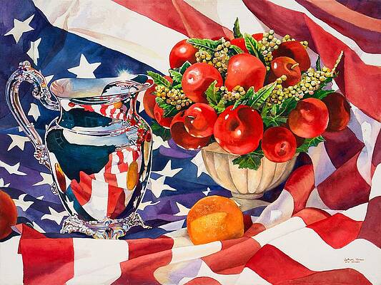 Watercolour Wall Art featuring the painting Silver Pitcher 4 by Grant Nixon