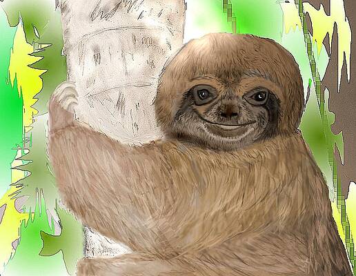 Mixed Media - Simon The Sloth by Pamela Calhoun