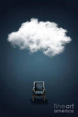 Cloud Hovering Over Blue Chair Digital Art