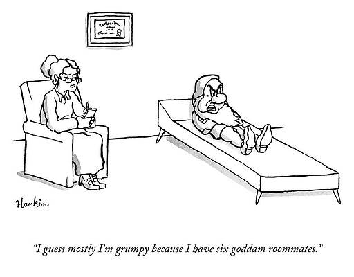 Fairy Tale Drawing - Six Goddam Roomates by Charlie Hankin