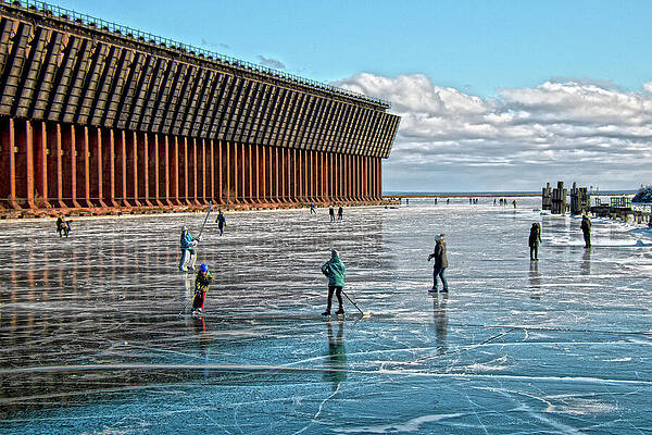 Michigan Photograph - Skating At The Ore Dock by Vi Ray