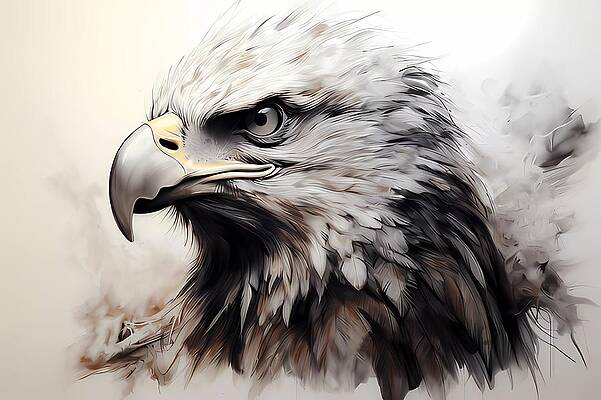 Wildlife Digital Art - Sketch A Charcoal Portrait Of A Majestic Eagle by Andre Petrov