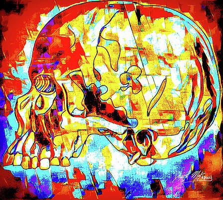 Wall Art featuring the digital art Skull Variant Colors by David McKinney