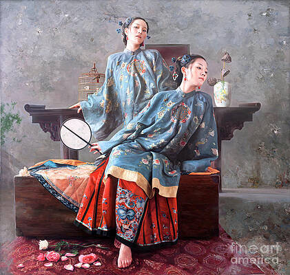 Emotional Wall Art featuring the painting Skylark by Mingyue Wang