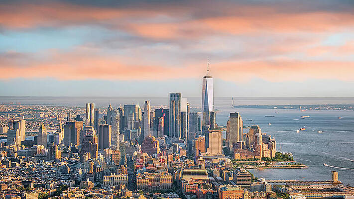 Skyline of Lower Manhattan at Sunset Photograph
