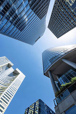 Skyscrapers Against Blue Sky Wall Art