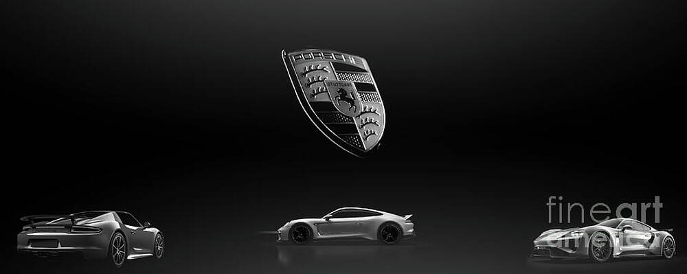 Sleek Sports Cars with Iconic Emblem Wall Art