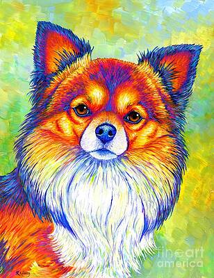 Rainbow Painting - Small And Sassy - Colorful Rainbow Chihuahua Dog by Rebecca Wang