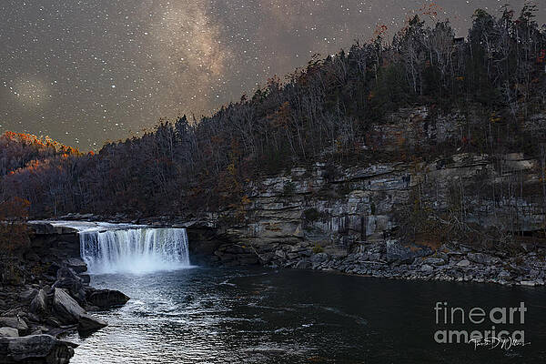 Sky Photograph - Smoky Mountain Waterfall Under Starry Skies by Theresa D Williams Smoky Mountains