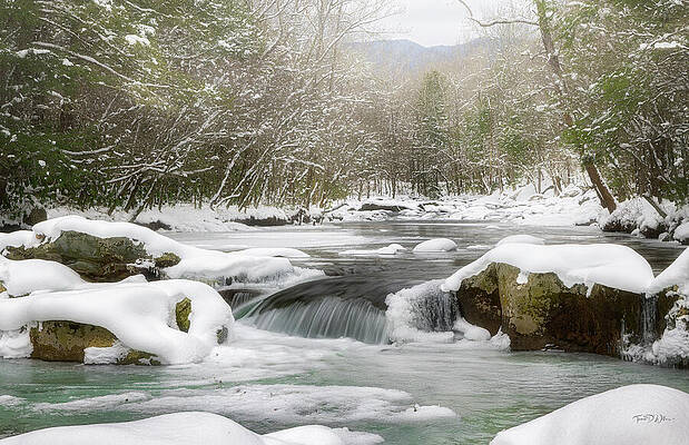 Serene Snowy River Scene Photograph
