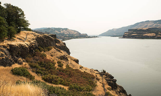 Sky Wall Art featuring the photograph Smoky Sky Gray Columbia River by Tom Cochran