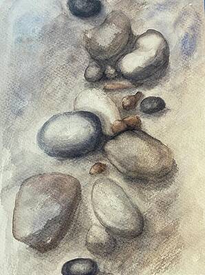 Serene Painting - Smooth Pebbles by Judy Strickland