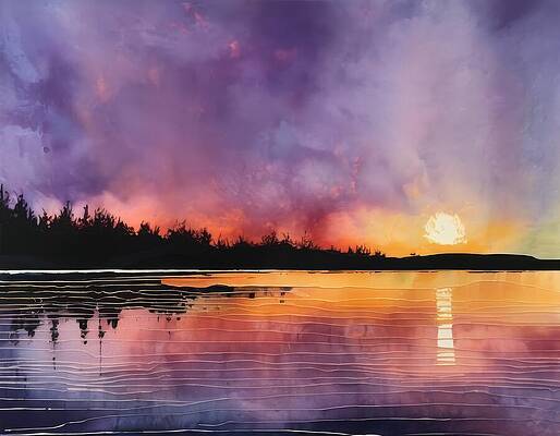 Reflection Digital Art - Smudgy Sunset by Eris And AI