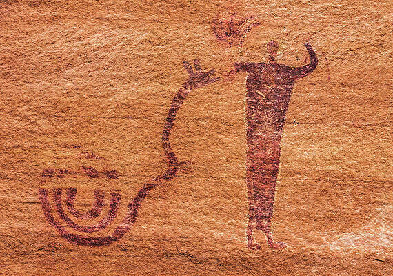 Alien Photograph - Snake Charmer Pictograph, Utah by Abbie Warnock