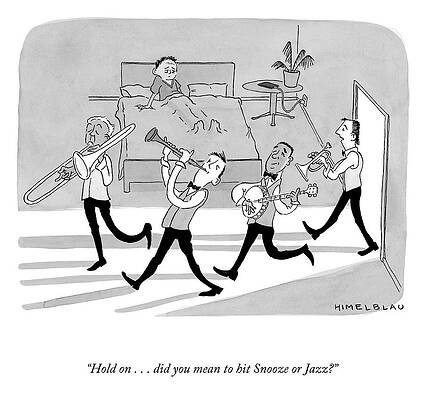 Jazz Wall Art featuring the drawing Snooze Or Jazz? by Ed Himelblau