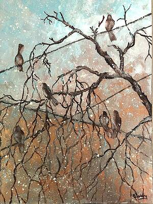 Wall Art featuring the painting Snow Birds by Barbara Landry