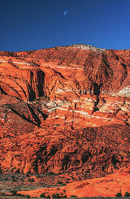 Beautiful Photograph - Snow Canyon Moonrise, St. George, Utah - Vertical by Abbie Warnock