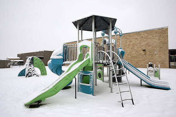 Winter Wall Art featuring the photograph Snow Covered Playground 1 by Kelley King