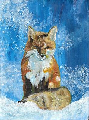 Nature Wall Art featuring the painting Snow Fox Painting by Blank Page