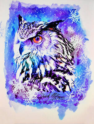 Wall Art featuring the digital art Snow Owl by David McKinney