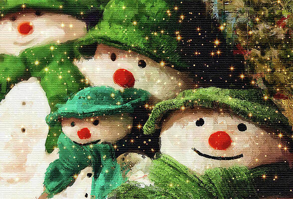 Festive Snowmen with Red Noses Wall Art