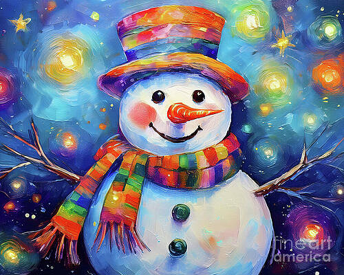 Vintage Wall Art featuring the ai art Snowman Hugs by Macro Abundance