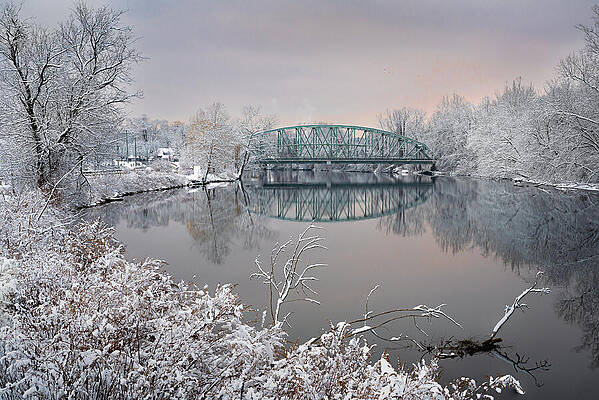 Winter Bridge Reflection Wall Art