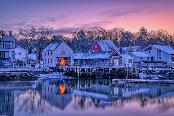 Wall Art featuring the photograph Snowy Morning In Cape Porpoise by Penny Polakoff