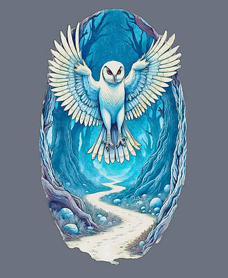 Serene Wall Art featuring the painting Snowy Owl In Painted Forest by David McKinney