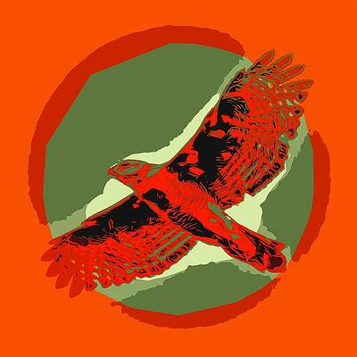 Bird Wall Art featuring the mixed media Soaring Hawk Abstract by David McKinney