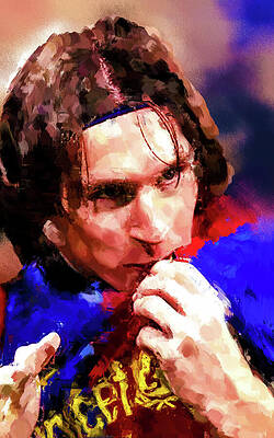 Sports Wall Art featuring the digital art Soccer Legend Leo Messi by Gradify Creations