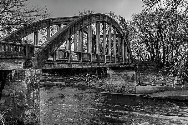 Winter Wall Art featuring the photograph Soden's Grove Bridge At Dusk, Emporia KS by Anthony Hightower
