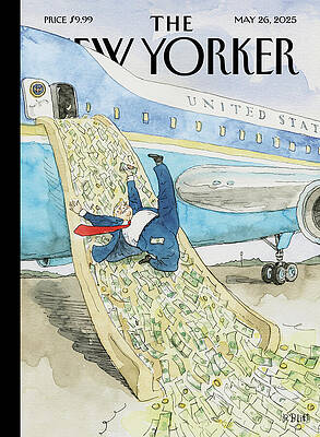 Money Wall Art featuring the painting Soft Landing by Barry Blitt