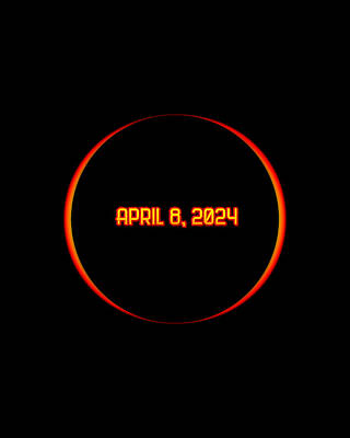 April Wall Art featuring the digital art Solar Eclipse April 8 2024 by Flippin Sweet Gear