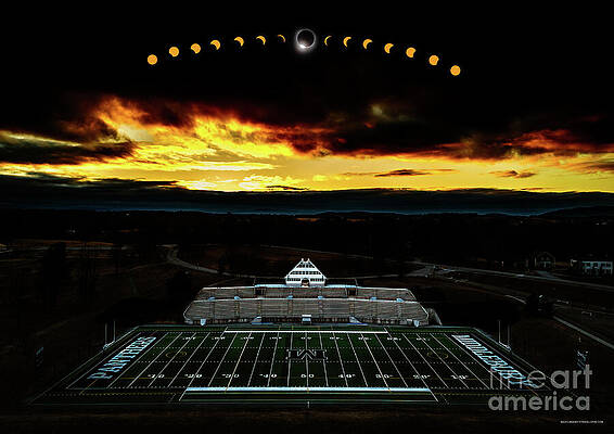 Sunset Photograph - Solar Eclipse Over Middlebury College Football Stadium by Eric Killorin