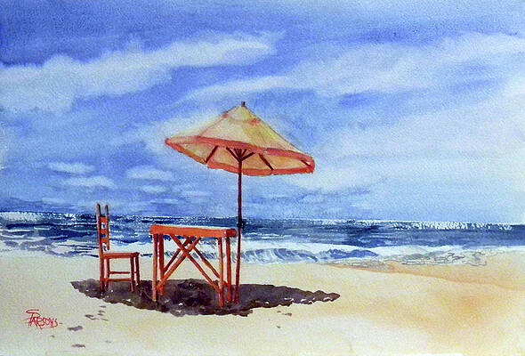 Wall Art featuring the painting Solitary 'Brella by Sheila Parsons