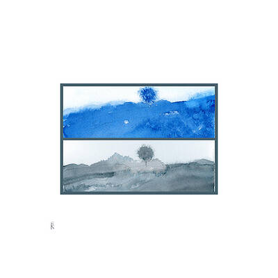 Serene Painting - Solitude And Restful Energy With Slate Gray Border by Elizabeth Reich