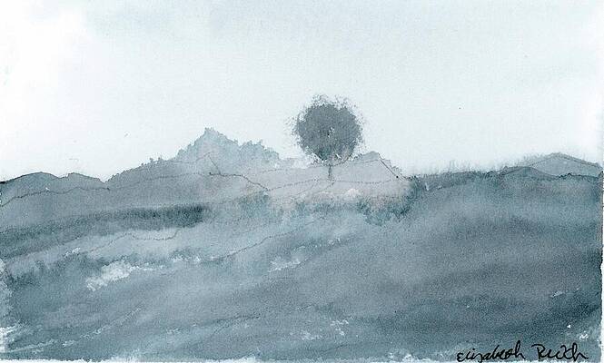 Watercolor Painting - Solitude, Monochromatic Landscape by Elizabeth Reich