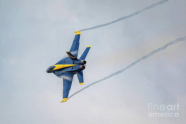 Wall Art featuring the photograph Solo Blue Angel Leaving A Trail by Jeff Saunders