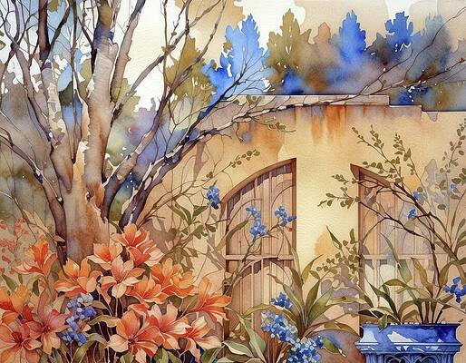 Vibrant Digital Art - Some Flowers Out Back by Eris And AI